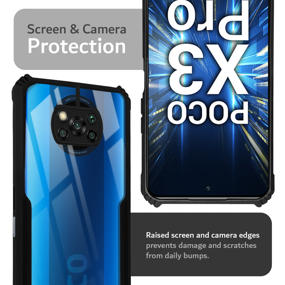Premium Acrylic Transparent Back Cover for Poco X3 Pro
