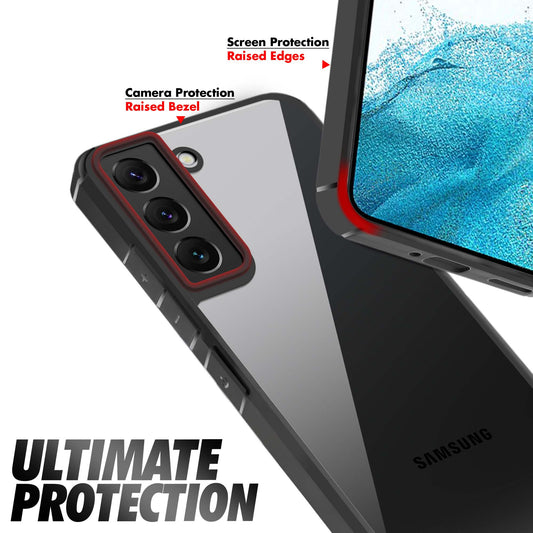 Silicone Frame Transparent Hard Back Cover for Samsung S22 5G
