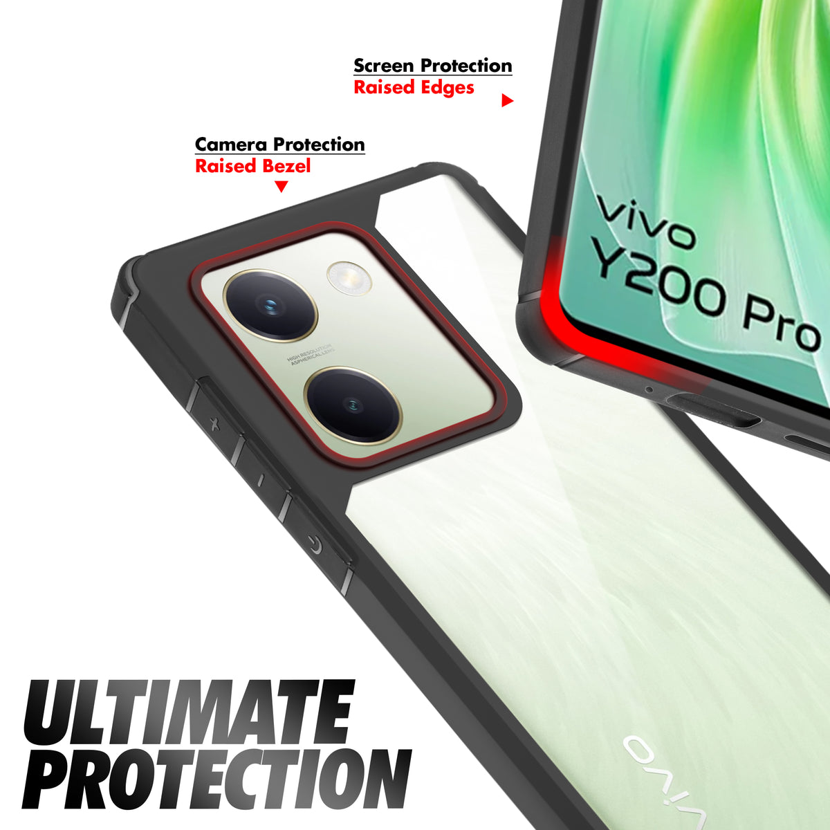 Silicone Border Transparent Back Cover for Vivo Y200 Pro 5G