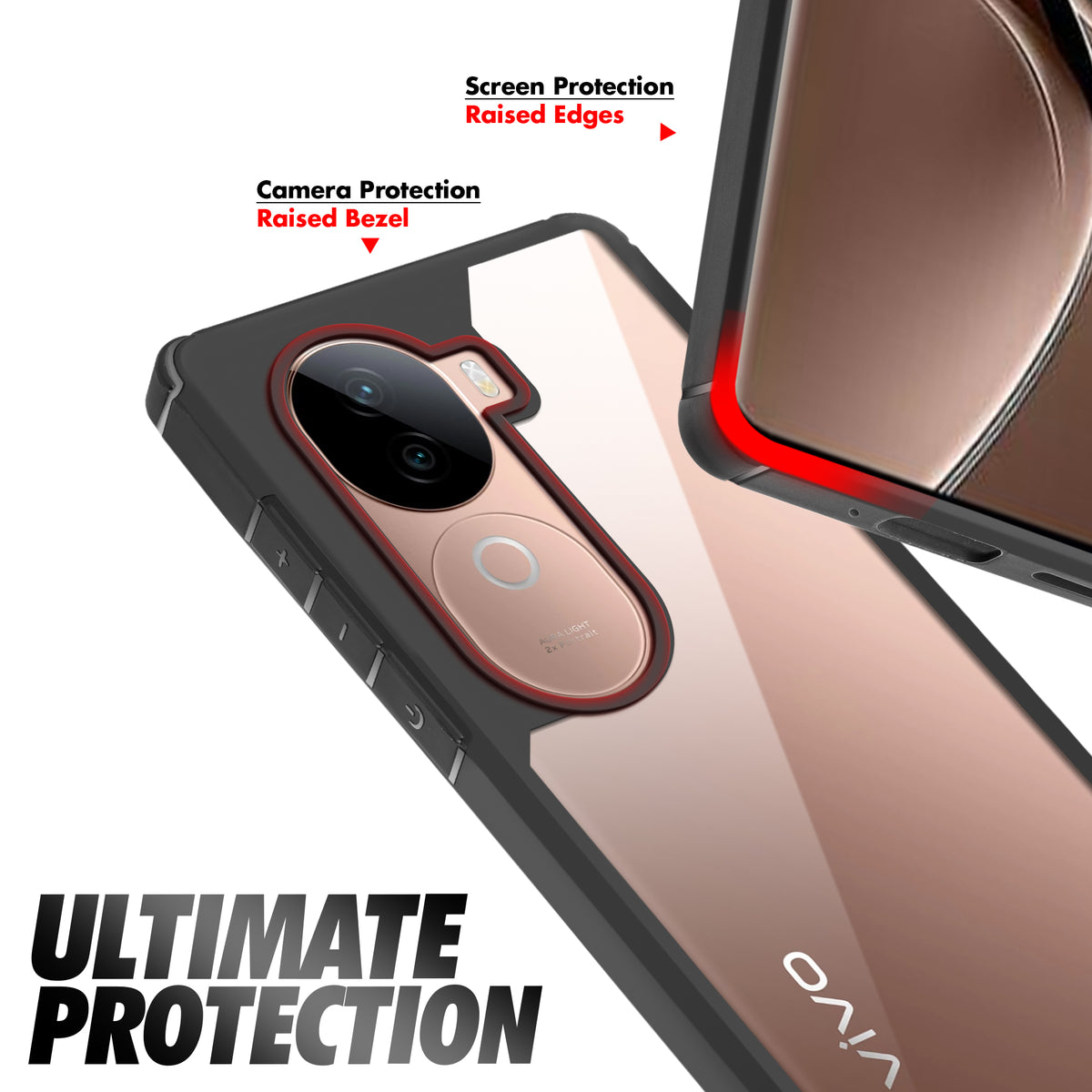 Silicone Border Transparent Back Cover for Vivo V40e 5G