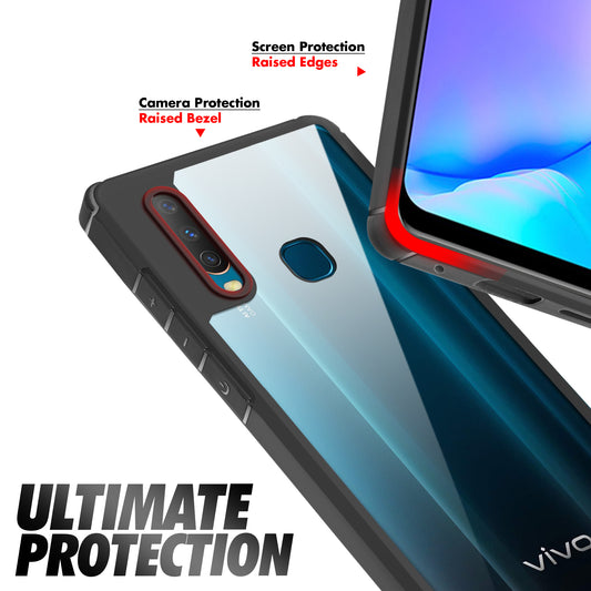 Silicone Frame Transparent Hard Back Cover for Vivo Y17