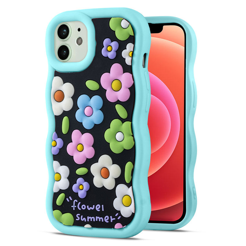 3D Silicone Soft Wave Edges Mobile Back Case For Apple iPhone 12