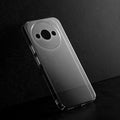 Crystal clear anti-yellow hard back case for Redmi A3x placed on surface showing slim profile and precise camera cutouts