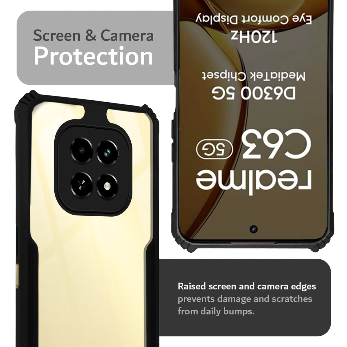 Premium Acrylic Transparent Back Cover for  Realme C63 5G