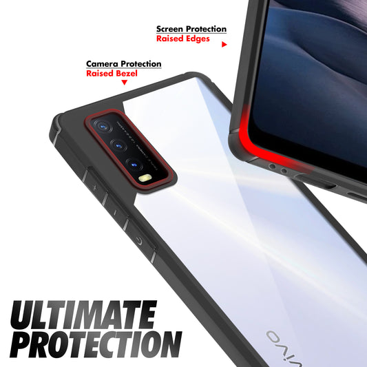 Silicone Frame Transparent Hard Back Cover for Vivo Y20A