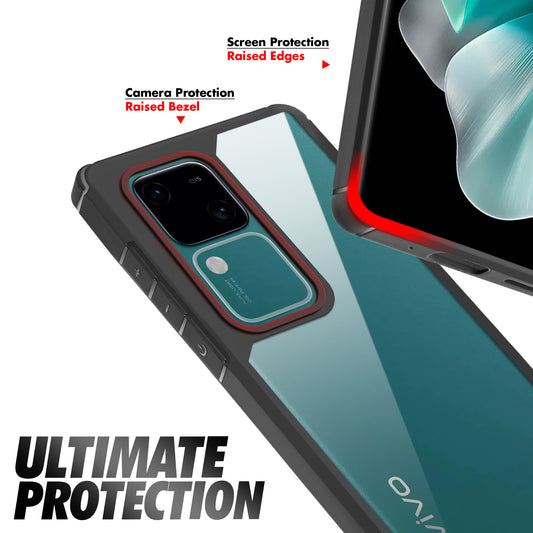 Silicone Frame Transparent Hard Back Cover for Vivo V30 Pro 5G