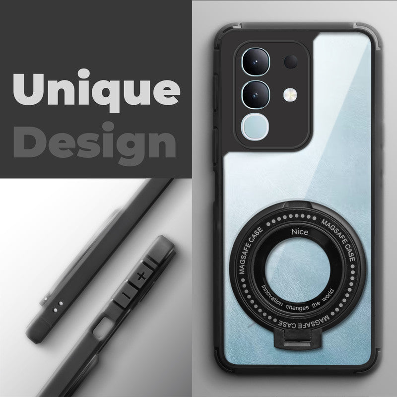 Silicone Grip Clear Case Ring Holder Kickstand For Vivo T4x 5G