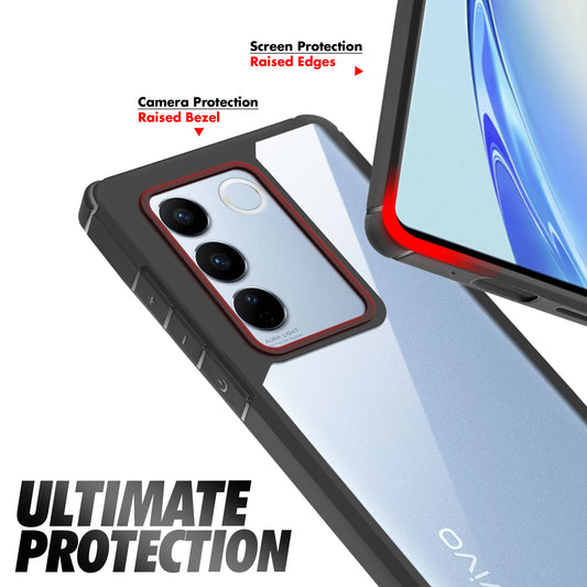 Silicone Frame Transparent Hard Back Cover for Vivo V27 5G