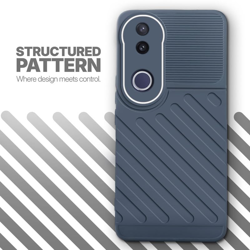 Textured soft silicone back cover for Vivo V50e 5G, Grey finish with comfortable anti-slip grip