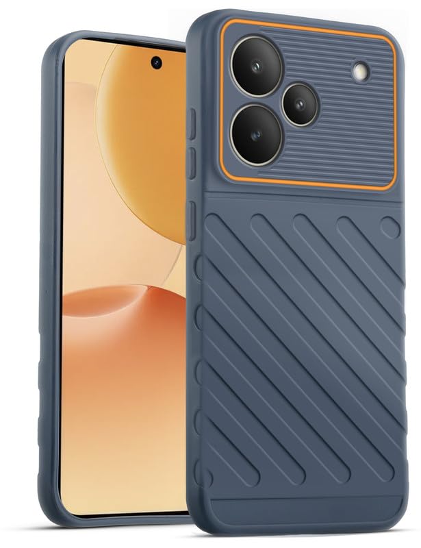 Lightweight and flexible silicone case for Realme P4 5G with raised camera protection – Grey color
