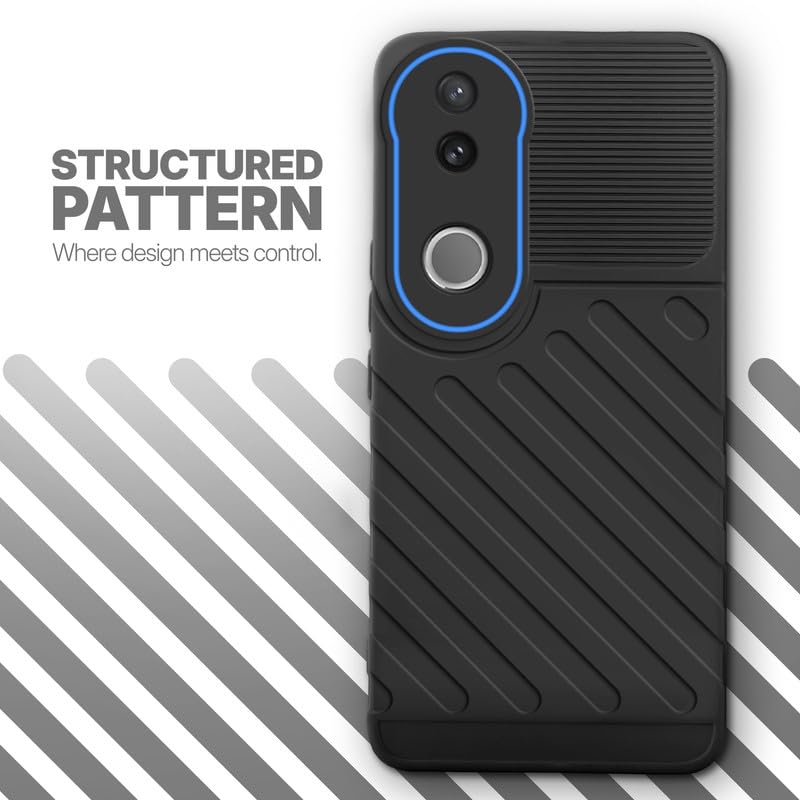 Textured soft silicone back cover for Vivo V50 5G, Black finish with comfortable anti-slip grip