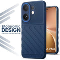 Soft silicone back cover for Vivo V60 5G in blue with anti-slip grip and textured design