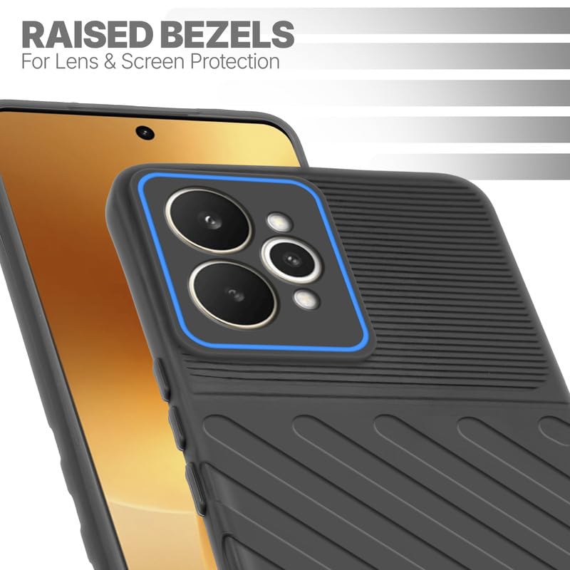 Slim Black silicone back cover for Realme 15 5G with strong drop protection and soft feel