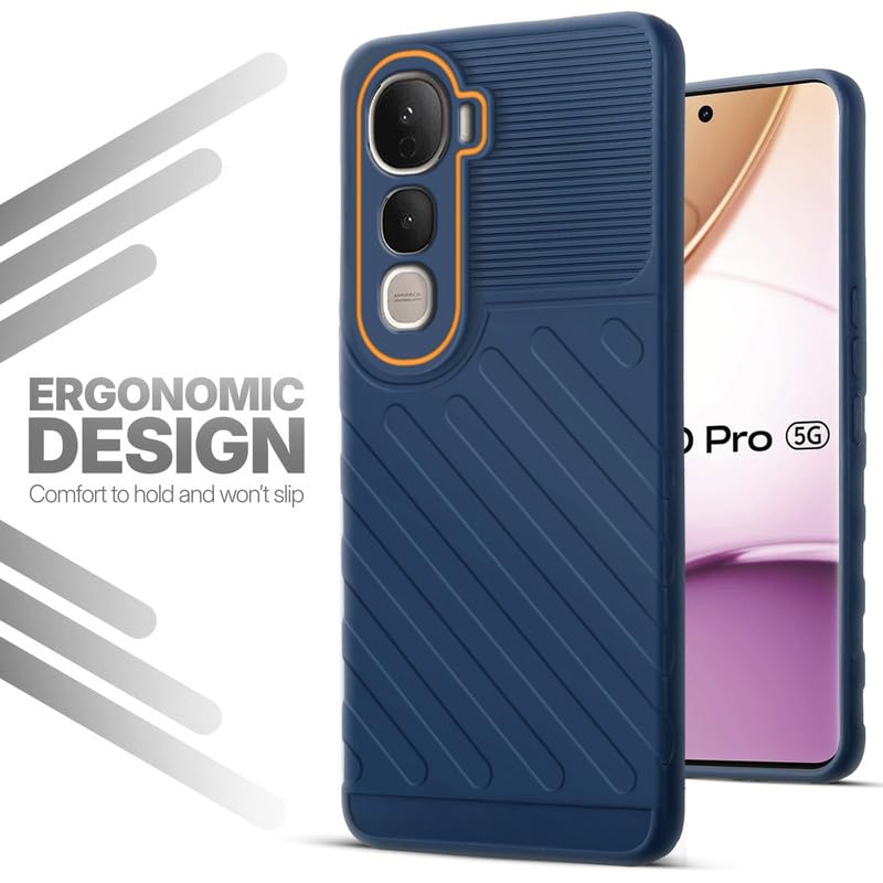 Lightweight and flexible silicone case for Vivo Y400 Pro 5G with raised camera protection – blue color