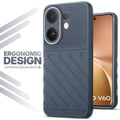Soft silicone back cover for Vivo V60 5G in Grey with anti-slip grip and textured design