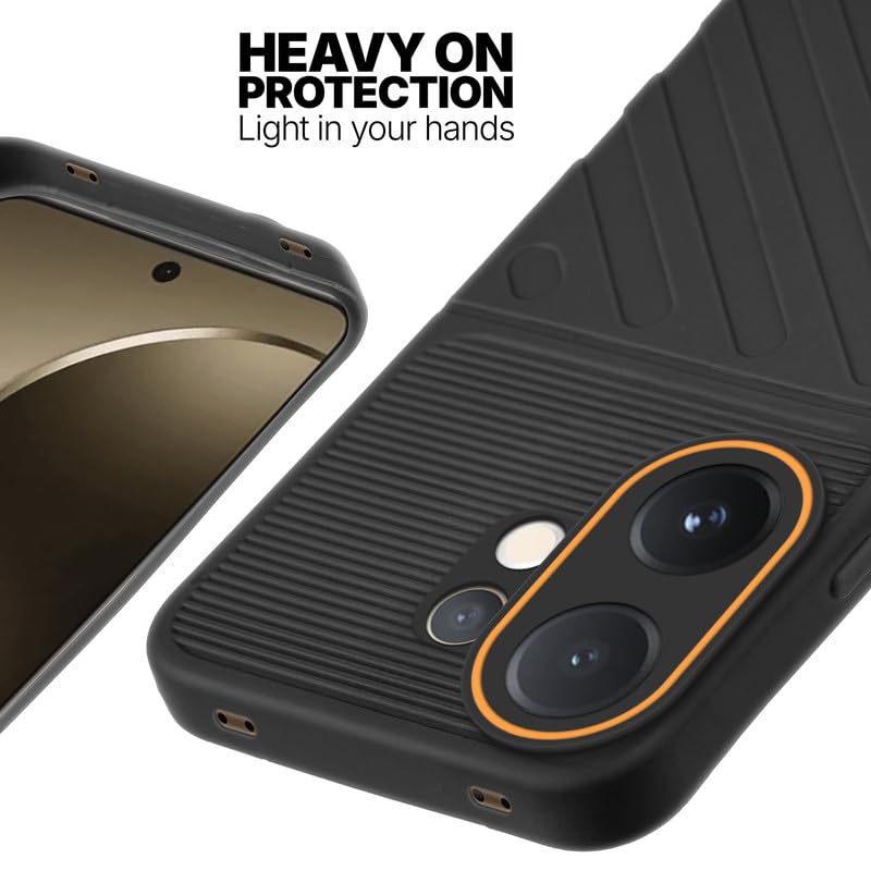 Silicone case for Vivo T4 Pro 5G with raised edges for screen and camera protection in Black