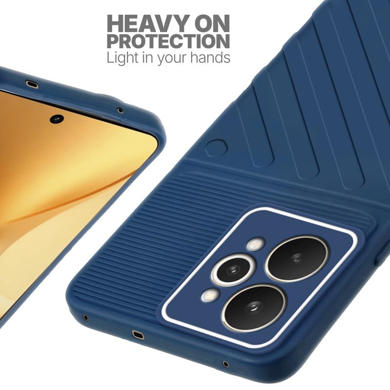 Silicone case for Realme 15 5G with raised edges for screen and camera protection in blue