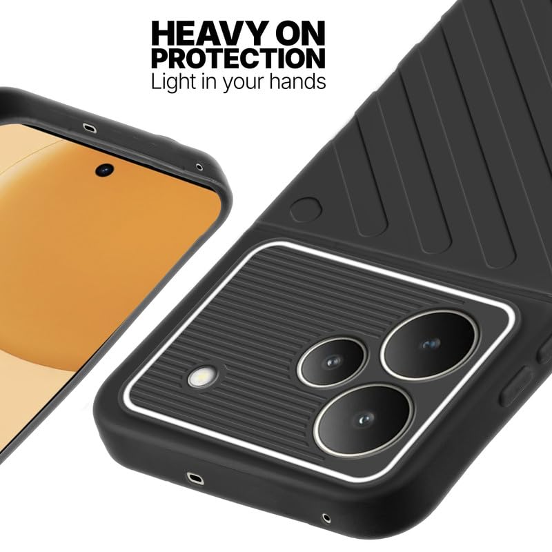Silicone case for Realme P4 5G with raised edges for screen and camera protection in Black