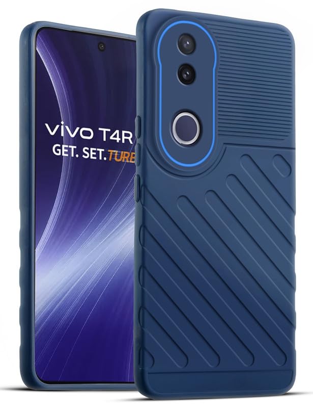 Lightweight and flexible silicone case for Vivo T4R 5G with raised camera protection – blue color