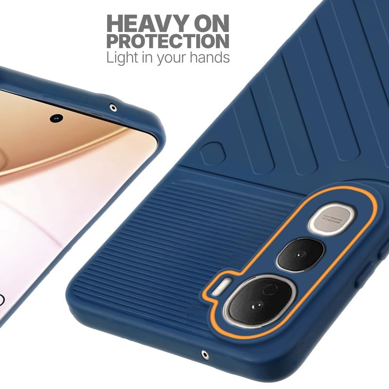 Silicone case for Vivo Y400 Pro 5G with raised edges for screen and camera protection in blue