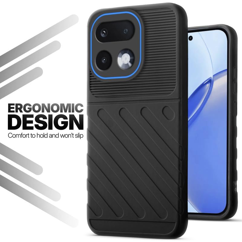Soft silicone back cover for Realme 16 Pro 5G in Black with anti-slip grip and textured design