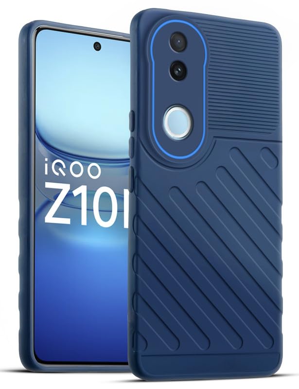 Lightweight and flexible silicone case for iQOO Z10R 5G with raised camera protection – blue color