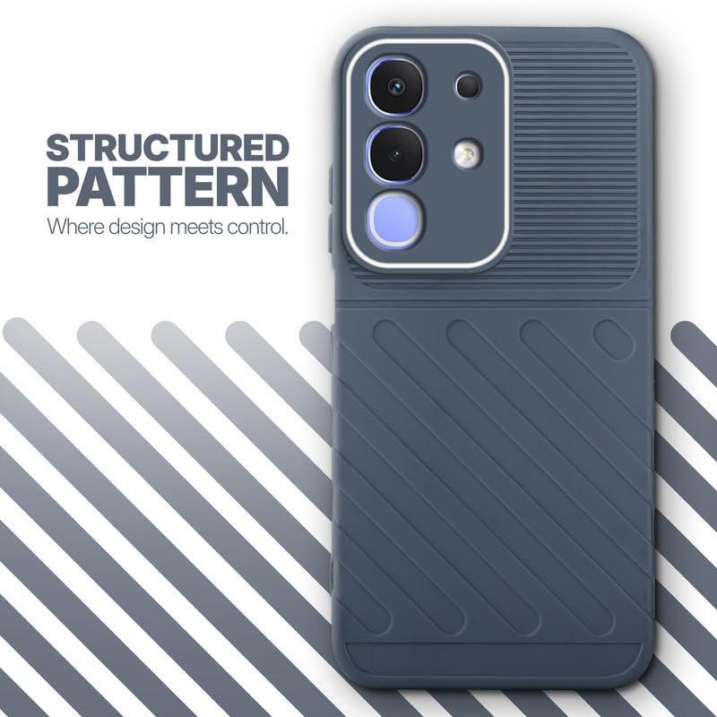Textured soft silicone back cover for iQOO Z10x 5G, Grey finish with comfortable anti-slip grip
