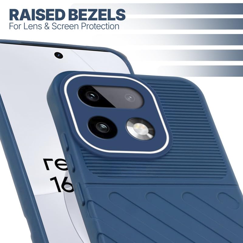 Slim blue silicone back cover for Realme 16 Pro Plus 5G with strong drop protection and soft feel