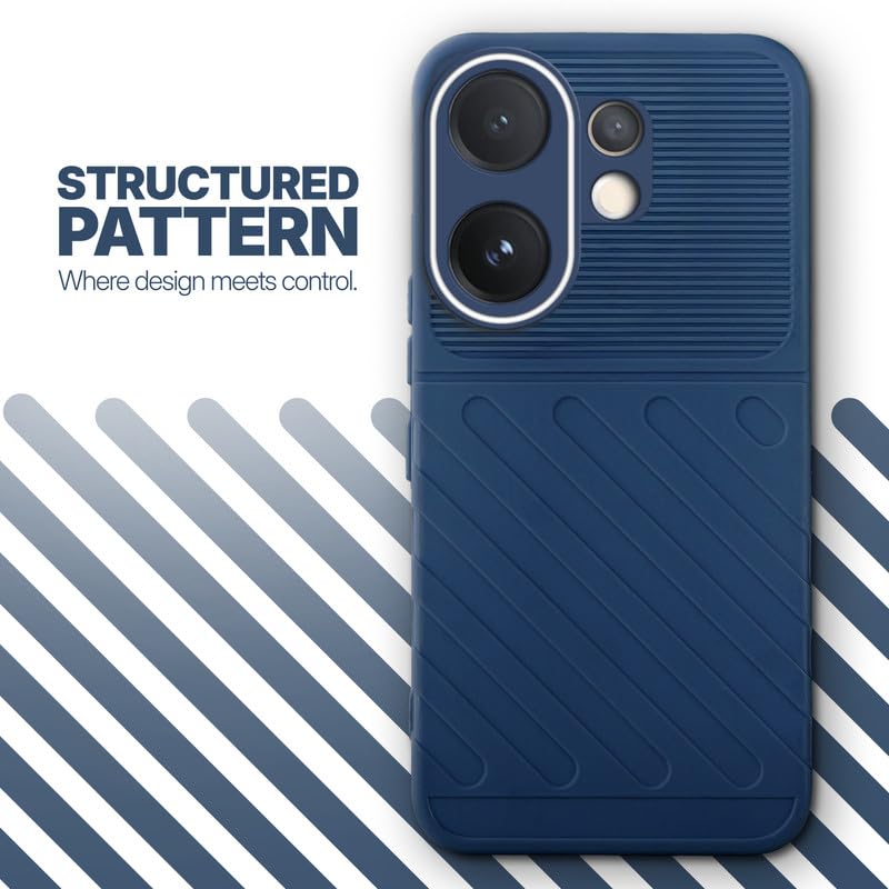 Textured soft silicone back cover for Vivo V60 5G, blue finish with comfortable anti-slip grip