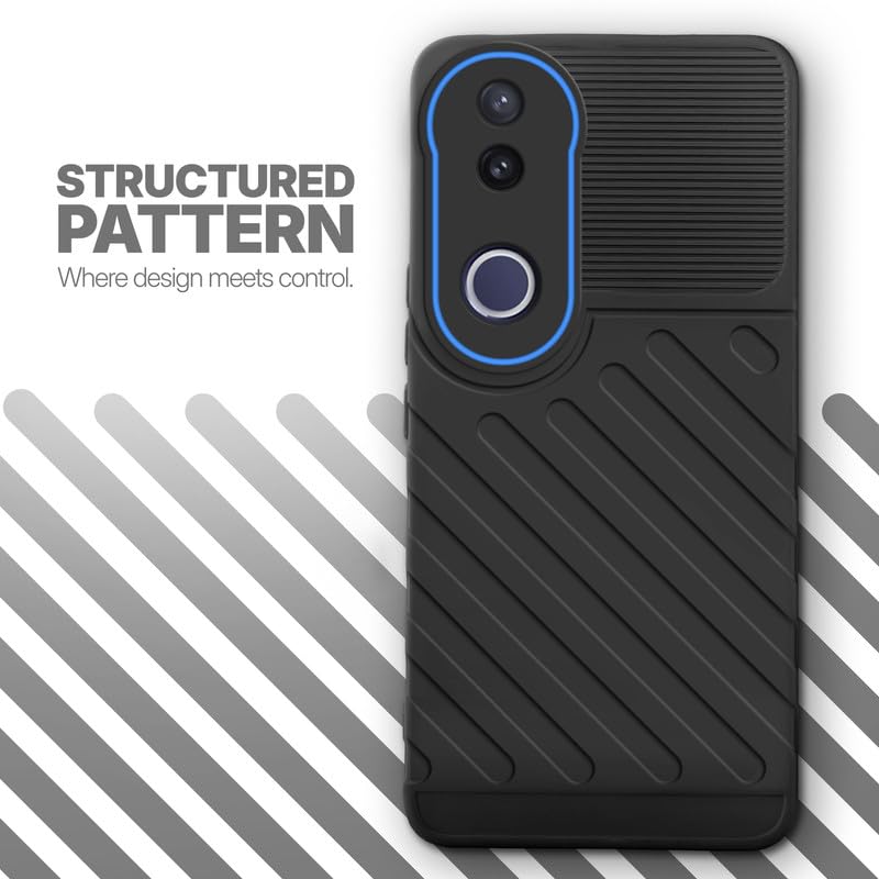Textured soft silicone back cover for Vivo V50e 5G, Black finish with comfortable anti-slip grip