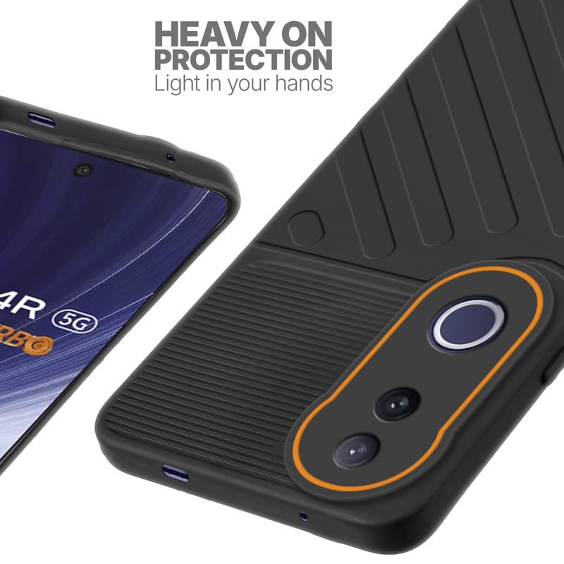 Silicone case for Vivo T4R 5G with raised edges for screen and camera protection in Black