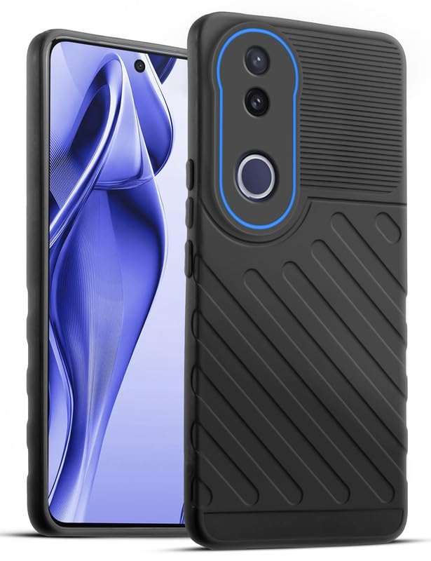 Lightweight and flexible silicone case for Vivo V50e 5G with raised camera protection – Black color