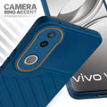 Vivo V50 5G blue silicone case with raised camera ring for extra lens protection and stylish look