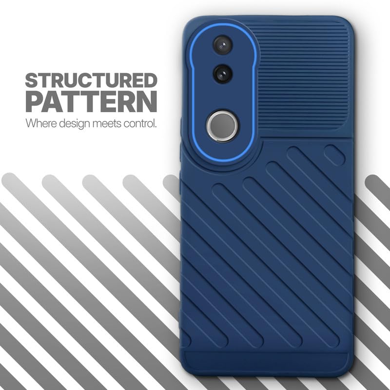 Textured soft silicone back cover for Vivo V50 5G, blue finish with comfortable anti-slip grip