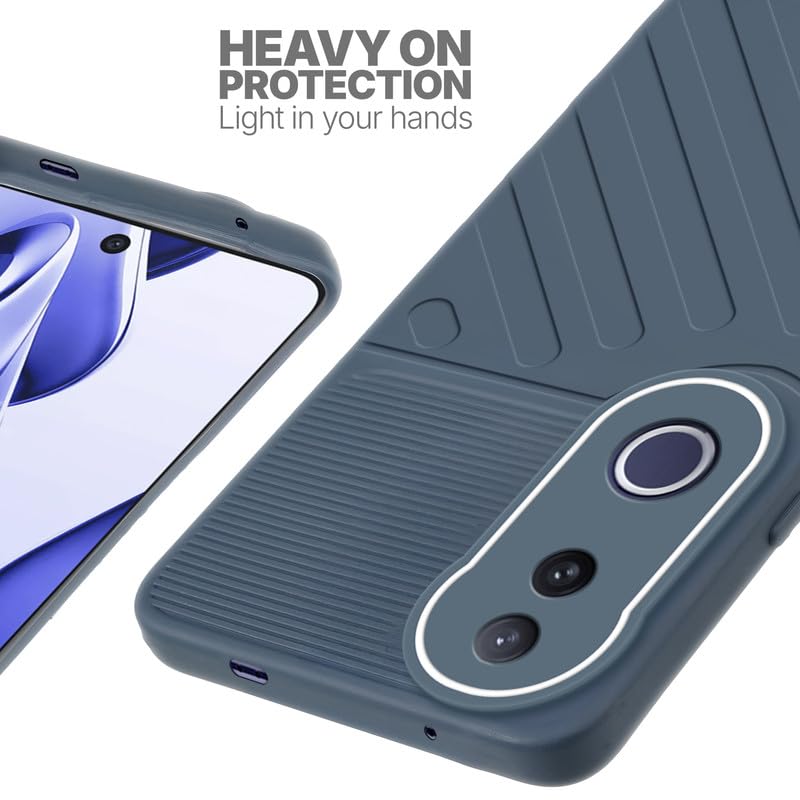 Silicone case for Vivo V50e 5G with raised edges for screen and camera protection in Grey