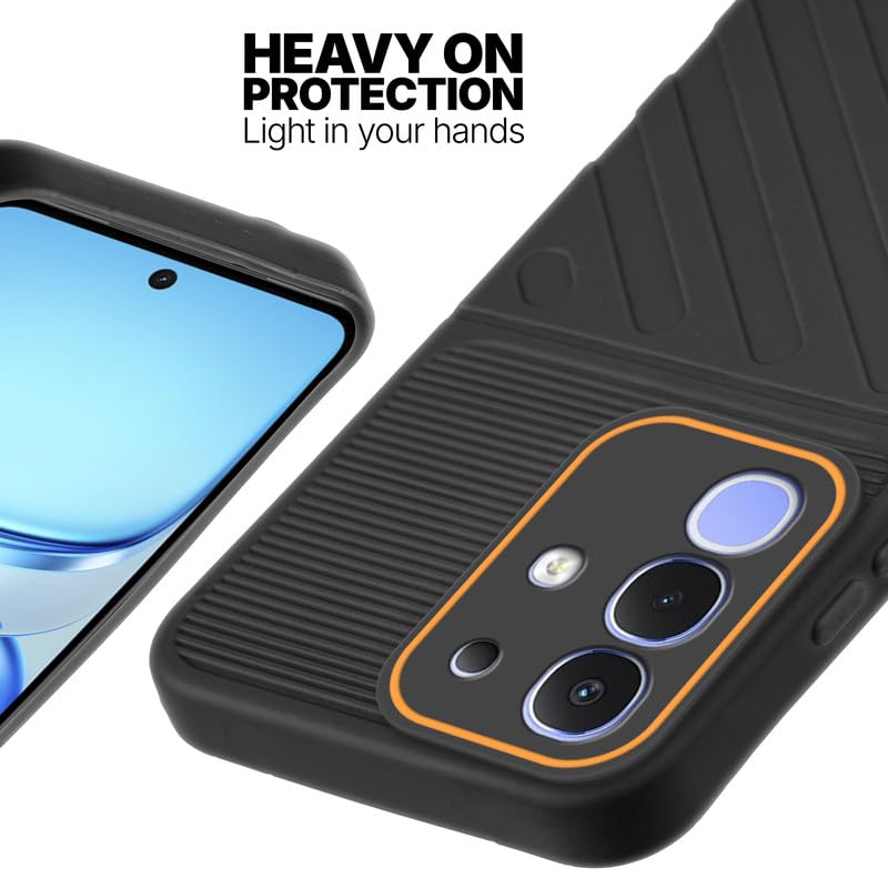 Silicone case for iQOO Z10x 5G with raised edges for screen and camera protection in Black