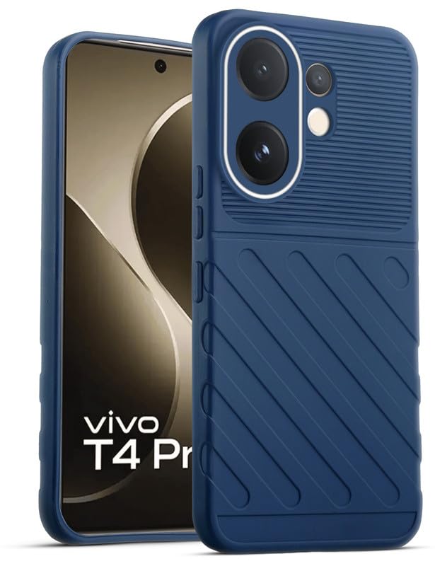 Lightweight and flexible silicone case for Vivo T4 Pro 5G with raised camera protection – blue color