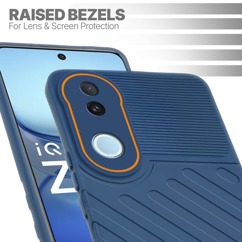 Slim blue silicone back cover for iQOO Z10R 5G with strong drop protection and soft feel