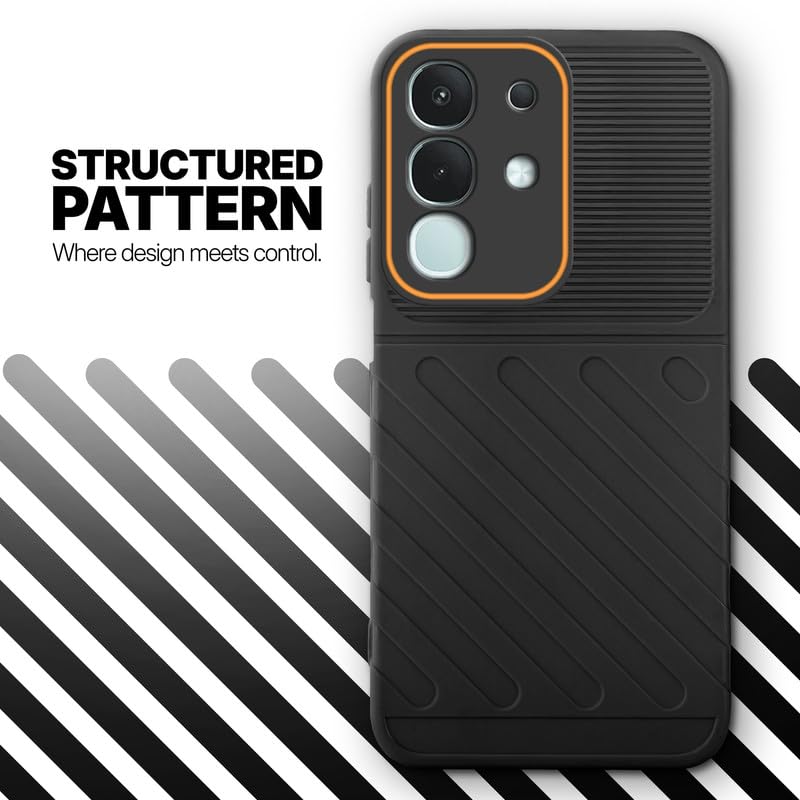 Textured soft silicone back cover for Vivo T4x 5G, Black finish with comfortable anti-slip grip