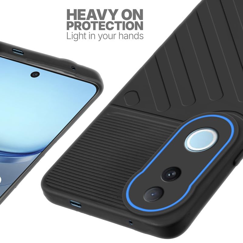 Silicone case for iQOO Z10R 5G with raised edges for screen and camera protection in Black
