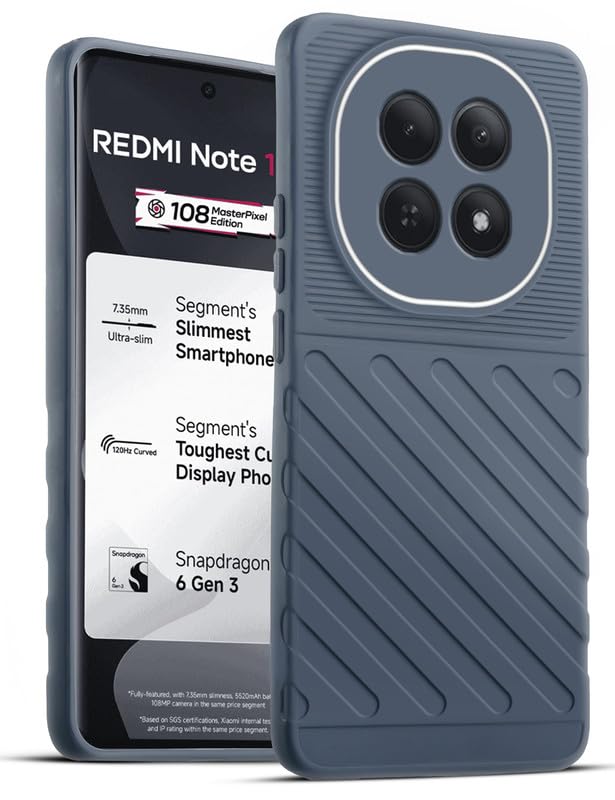 Lightweight and flexible silicone case for Redmi Note 15 5G with raised camera protection – Grey color