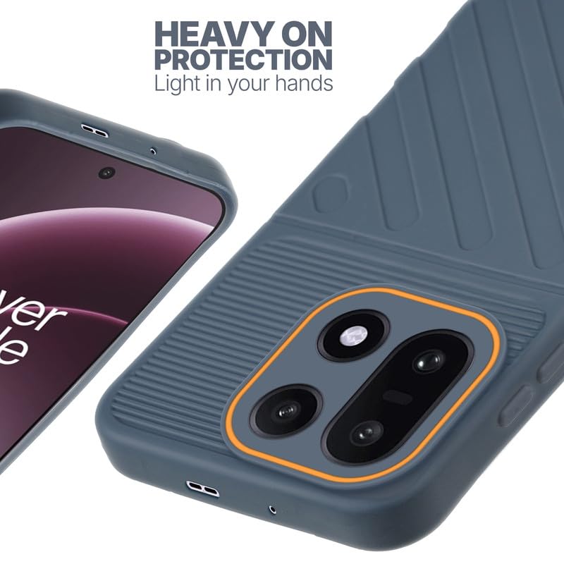 Silicone case for OnePlus 15 5G with raised edges for screen and camera protection in Grey