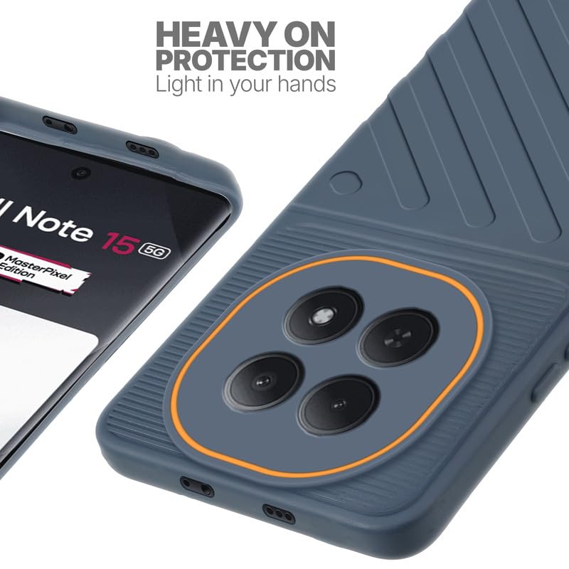 Silicone case for Redmi Note 15 5G with raised edges for screen and camera protection in Grey
