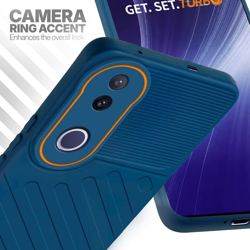 Vivo T4R 5G blue silicone case with raised camera ring for extra lens protection and stylish look
