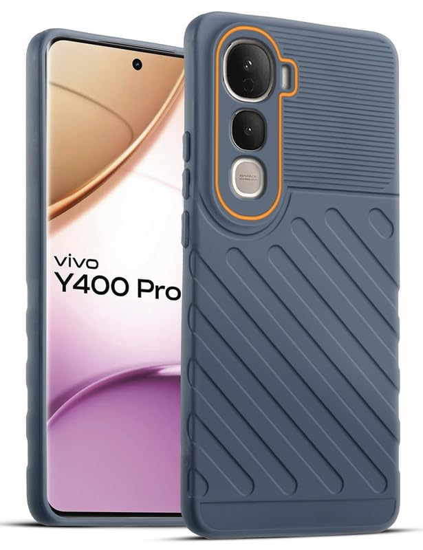 Soft silicone back cover for Vivo Y400 Pro 5G in Grey with anti-slip grip and textured design