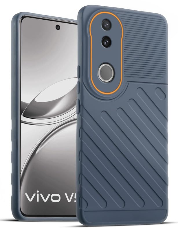 Lightweight and flexible silicone case for Vivo V50 5G with raised camera protection – Grey color