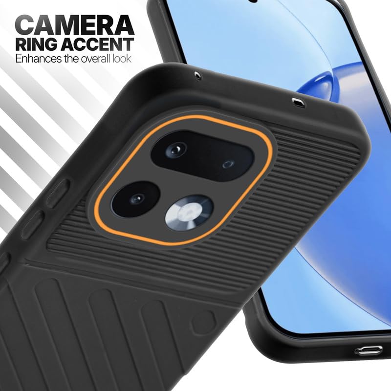 Realme 16 Pro 5G Black silicone case with raised camera ring for extra lens protection and stylish look