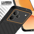 Realme P4 5G Black silicone case with raised camera ring for extra lens protection and stylish look