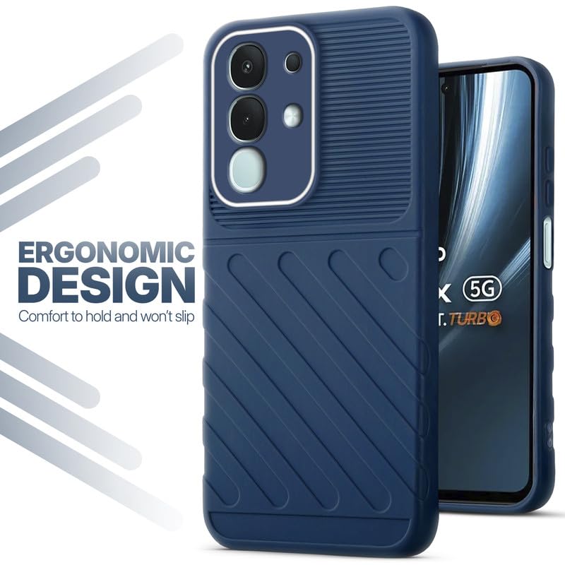 Soft silicone back cover for Vivo T4x 5G in blue with anti-slip grip and textured design