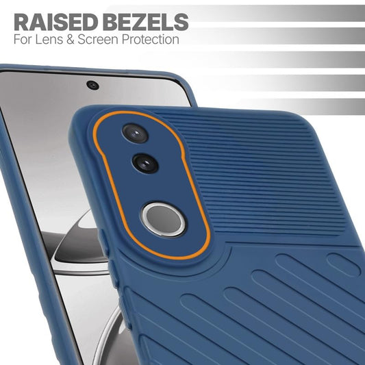 Slim blue silicone back cover for Vivo V50 5G with strong drop protection and soft feel